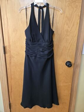 Jones New York Black Halter Ruched Waist Cocktail Dress - Sz 12